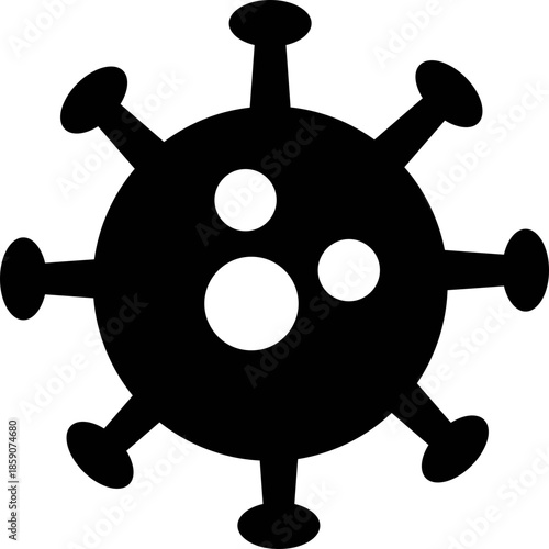 Black Virus Silhouette Icon - Minimalist Pathogen and Bacteria Symbol