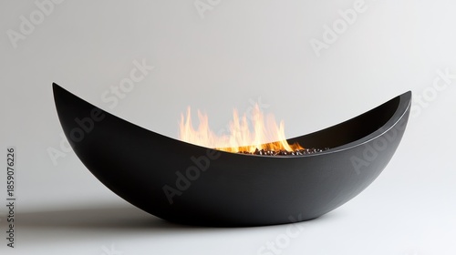 Modern Stylish Fire Pit in a Contemporary Interior with Flames and Rocks for Outdoor and Indoor Decor Inspiration