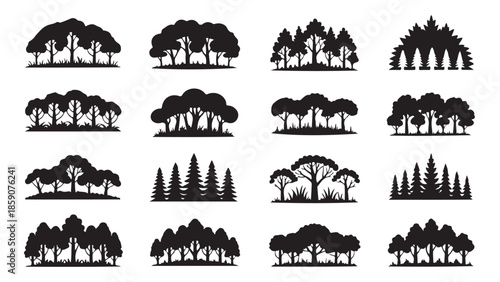 Collection of stylized mountain silhouettes arranged in a grid