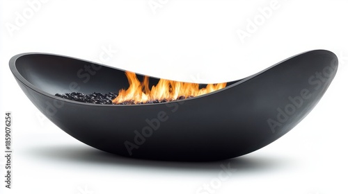 Modern Design Fire Bowl with Elegant Curves and Dancing Flames for Outdoors or Indoor Spaces