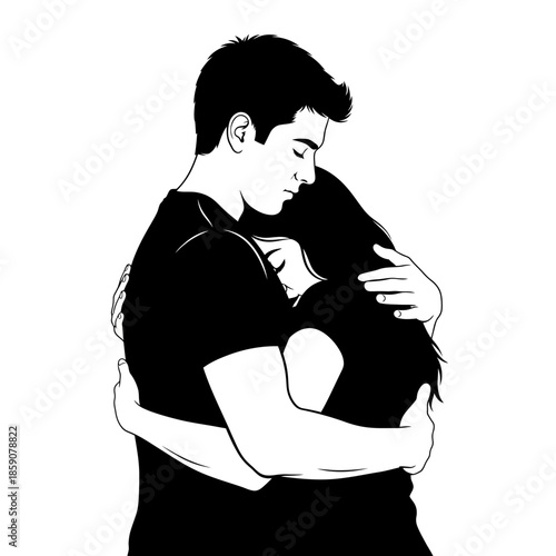 Tender couple embracing in loving hug, closeness and affection