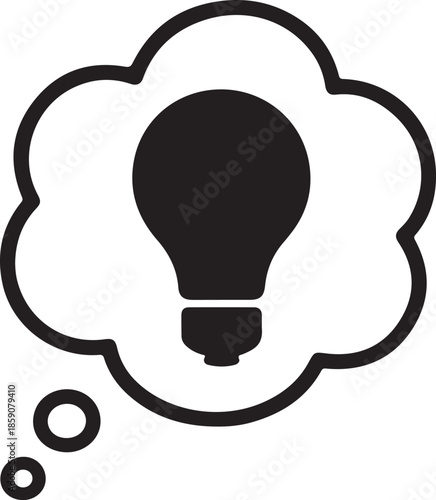 Creative Idea Concept Icon Light Bulb in Thought Bubble Illustration for Innovation and Brainstorming