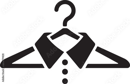 Professional Shirt Hanger Icon Black and White Apparel Graphic for Fashion Retail Dry Cleaning and Wardrobe Styling