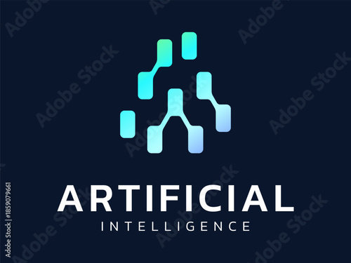 Artificial intelligence with Letter A Computer networking alignment Triangle shapes technology Analysis logo vector design concept. AI technology logotype symbol for advance technology, ui, automation