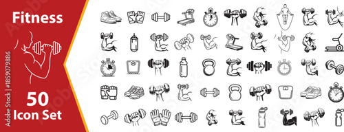 Fitness and Gym Workout Icon Set