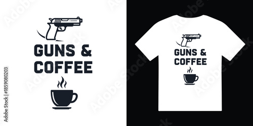 guns and coffee tshirt vector illustration