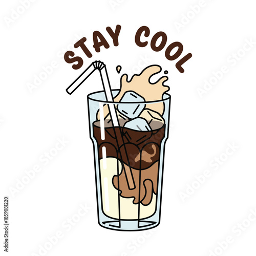 iced coffee tshirt vector, stay cool illustration design