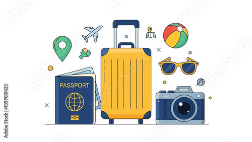 Travel Suitcase Luggage Accessories Camera Passport.