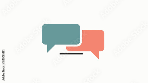 Two Colored Speech Bubbles Overlap.