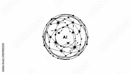 Abstract network sphere with interconnected nodes representing artificial intelligence