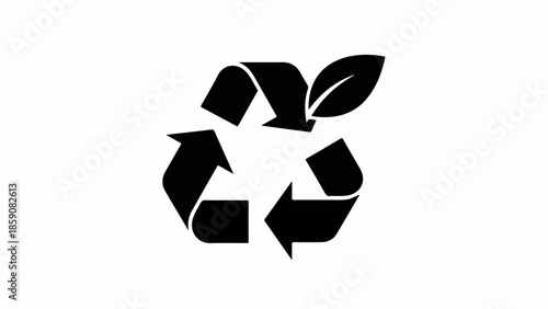 Symbol of environmental sustainability and recycling with a green leaf accent