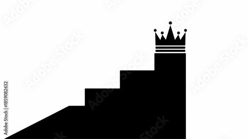 Symbol of achievement and success represented by stairs leading to a crown.