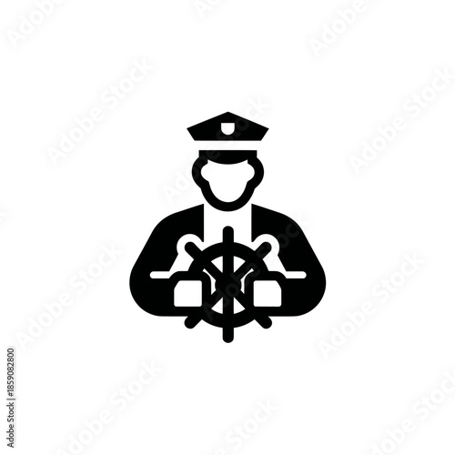 Sailor at helm illustration nautical concept of navigation and control