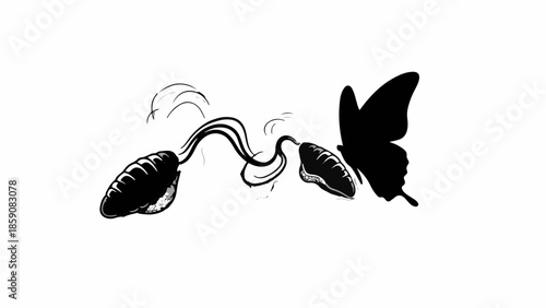 Elegant butterfly emerges from cocoons, symbolizing transformation and new beginnings