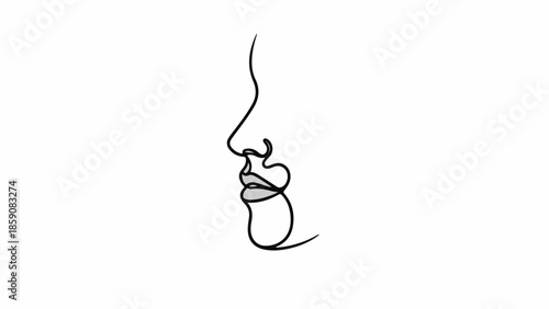 Elegant single line art drawing of a profile face, conveying minimalist beauty and contemplation.