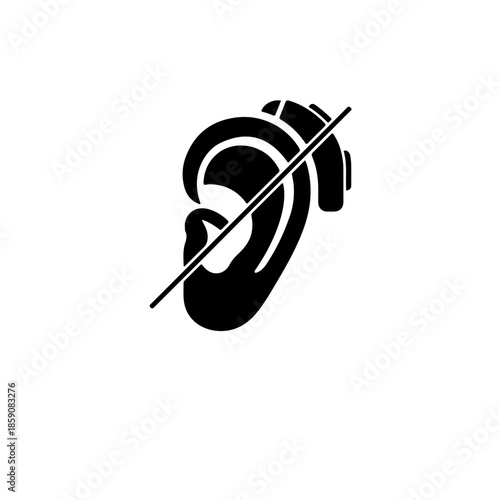 icon of an ear with a diagonal stroke, representing hearing loss and deaf awareness. A respectful and professional symbol designed for medical, educational, and social projects for International Day