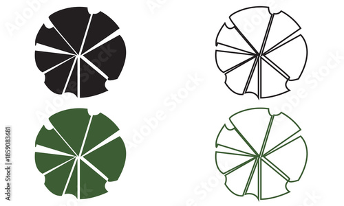 Tree and bush silhouette icon. Collection of tree and bush silhouettes in black, and green, useful for landscape design, icons, nature graphics, and vector projects.

