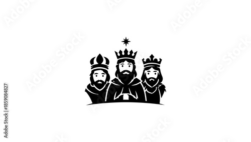 Reyes magos in black and white vector, three king, Artistic Painter Character with Palette and Brush for Creative Design Projects Pro Vector, Vetores de Trio majestade escura, Dia dos Reis Magos, icon