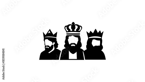 Reyes magos in black and white vector, three king , Artistic Painter Character with Palette and Brush for Creative Design Projects Pro Vector, Vetores de Trio majestade escura, Dia dos Reis Magos