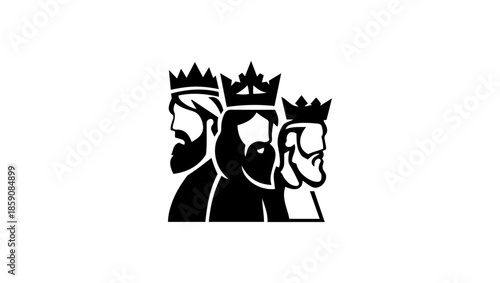 Reyes magos in black and white vector, three king, Artistic Painter Character with Palette and Brush for Creative Design Projects Pro Vector, Vetores de Trio majestade escura, Dia dos Reis Magos, icon