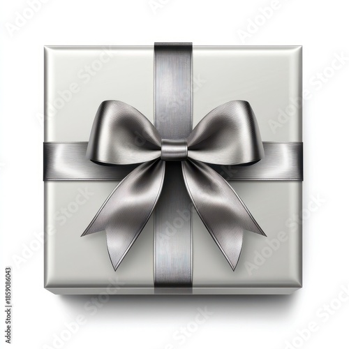 Elegant Silver Gift Box with Satin Ribbon Perfect for Celebrations and Special Occasions
