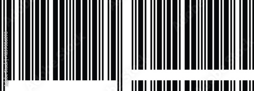 Abstract Barcode Patterns Set in Black and White for Retail and Data Identification. Two Variations standard or classic linear barcodes. Minimalist Linear Pattern Vector Illustration.