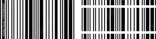 Abstract Barcode Patterns Set in Black and White for Retail and Data Identification. Two Variations standard or classic linear barcodes. Minimalist Linear Pattern.