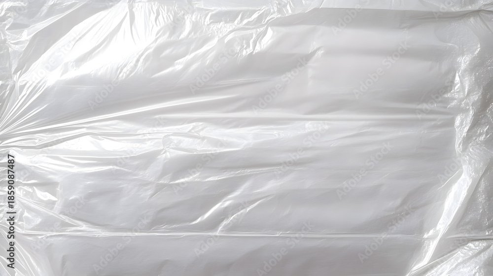 Obraz premium Wrinkled plastic wrap texture on a white background.