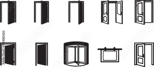 Open Door Vector Icon Outline