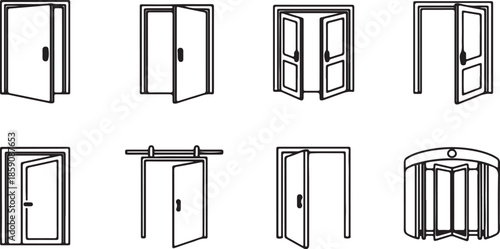 Open Door Vector Icon Outline