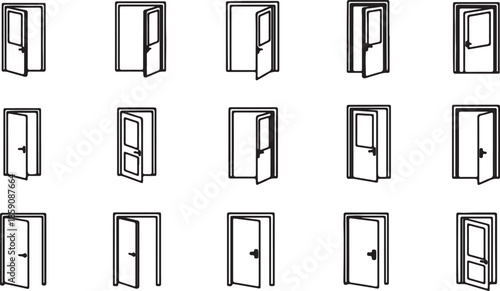Open Door Vector Icon Outline