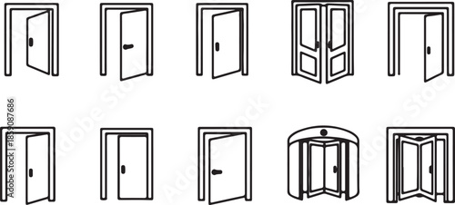 Open Door Vector Icon Outline