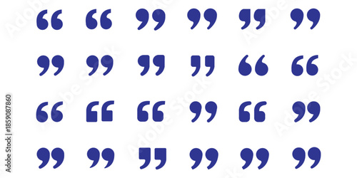 Set of quote mark, quotes icon vector sign design. Deep blue quote icon set