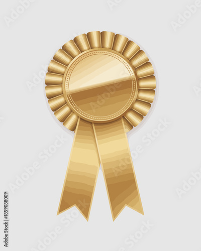 Golden award ribbon icon on white background.