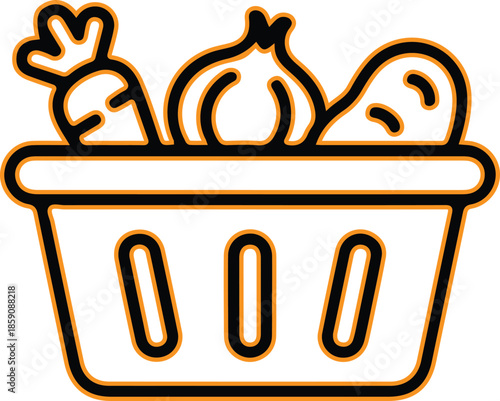 Vegetables in a shopping basket icon