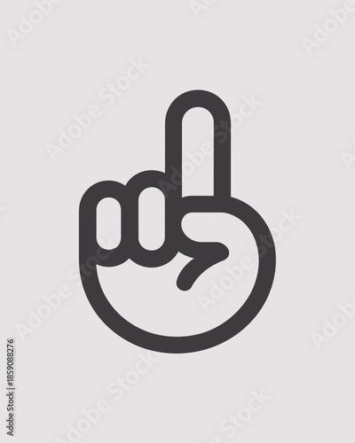 Simple black icon of a hand with the middle finger raised.