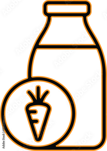 Carrot juice bottle vector icon