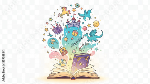 Cute cartoon collection of children, animals, nature scenes, toys, and school elements for kids' design projects and educational materials.