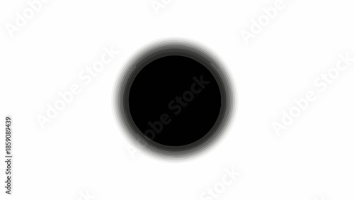 A solitary black circle with a soft gradient glow against a clean white background, evoking mystery and focus.