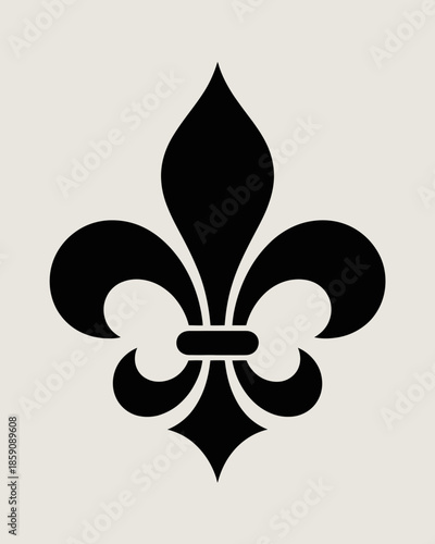 Black fleur de lis symbol on a neutral background.