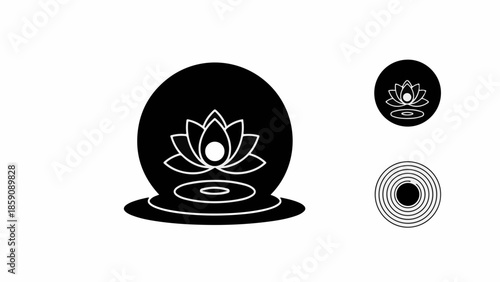 Serene lotus flower icon symbolizing peace and tranquility