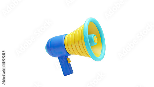 3D Megaphone Announcing on White Background
