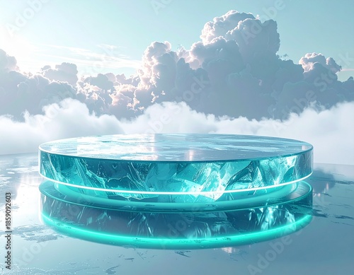 Glass Pool Abstract Background with Cloud Reflection and Sky