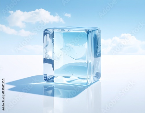 Transparent Ice Cube Abstract Background with Clean Minimal Style