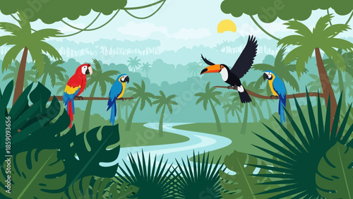 vector illustration of a tropical island with palm trees