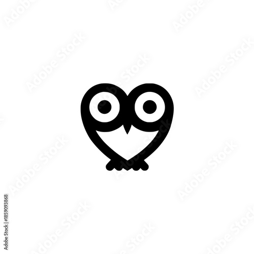 Vector design of owl bird icon in heart shape symbol representing romance and animal spirit theme