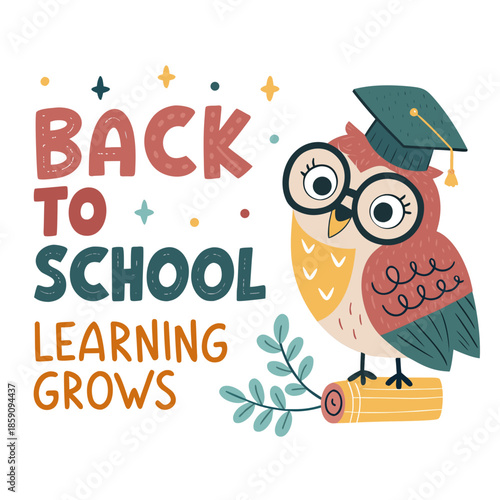 Back to School A Wise Owl Embarks on a Journey of Learning and Growth, Encouraging Curiosity and Knowledge Acquisition