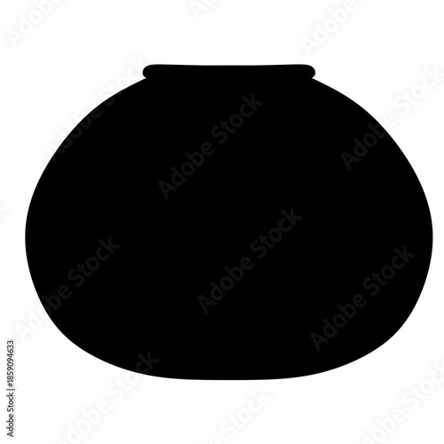 Single black urn silhouette. Minimalist vector art of a traditional pottery urn.