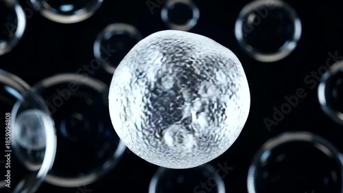 Bubbles Floating in Dark Space with Light Reflections