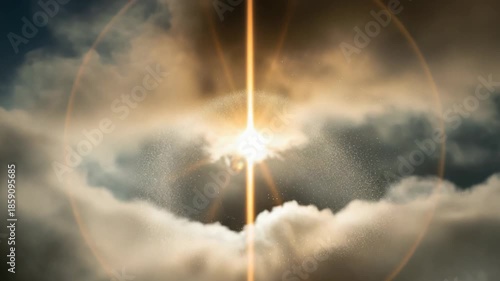 Dramatic clouds and shining sun rays create an inspiring abstract motion background ideal for